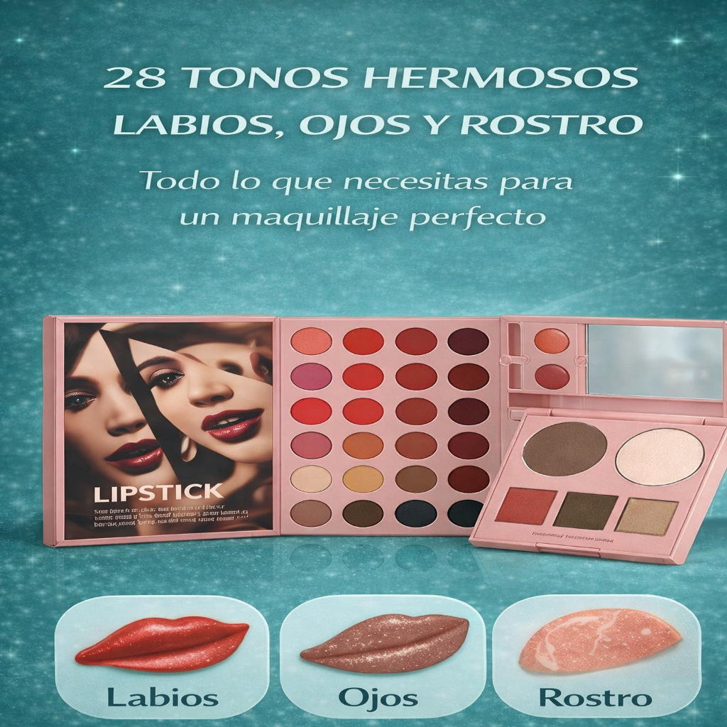Paleta de Maquillaje Profesional ONEYIOO - Todo en Uno con Sombras, Gloss y Contorno