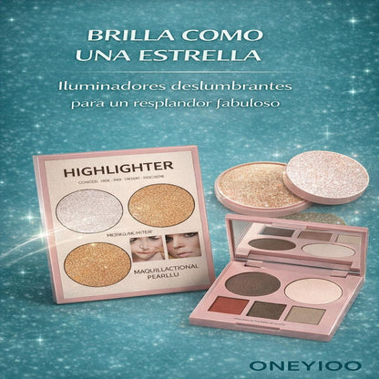 Paleta de Maquillaje Profesional ONEYIOO - Todo en Uno con Sombras, Gloss y Contorno