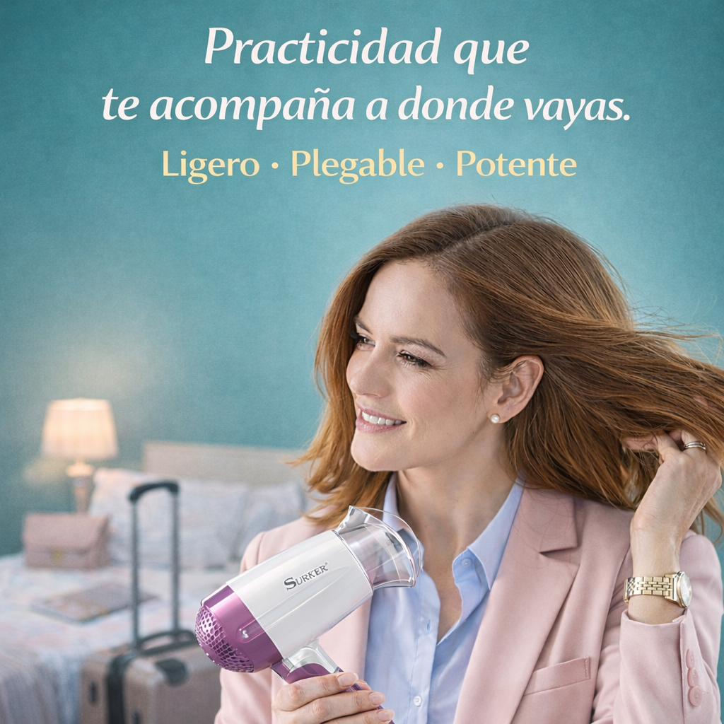 Secador de Pelo Compacto para Viaje - Portátil y Ligero