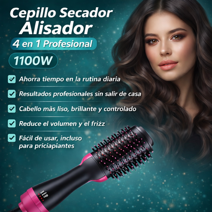 Cepillo Secador Alisador 4 en 1 Profesional – 1100W
