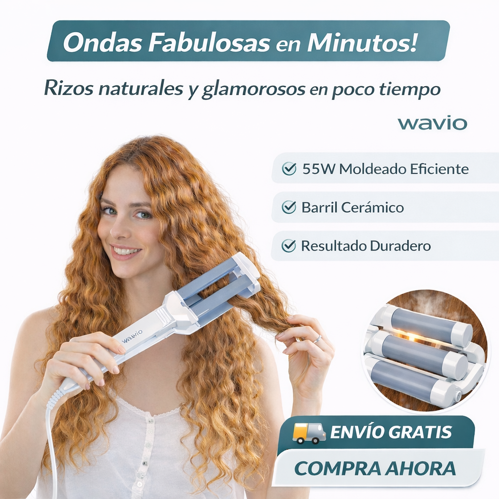 Moldeador de Rizos de Cerámica Wavio 55W - Ondas Perfectas y Duraderas