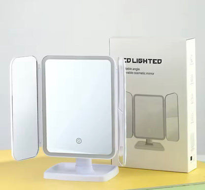 Espejo de Maquillaje con Luz LED Profesional y Almacenamiento