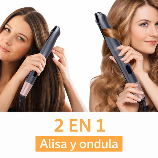 Plancha Alisadora y Rizadora 2 en 1 Profesional