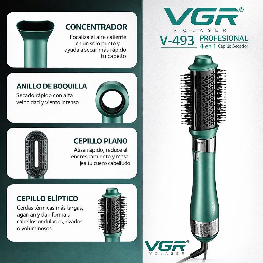 Cepillo Secador Alisador 4-en-1 Profesional – Liso y Volumen en Minutos